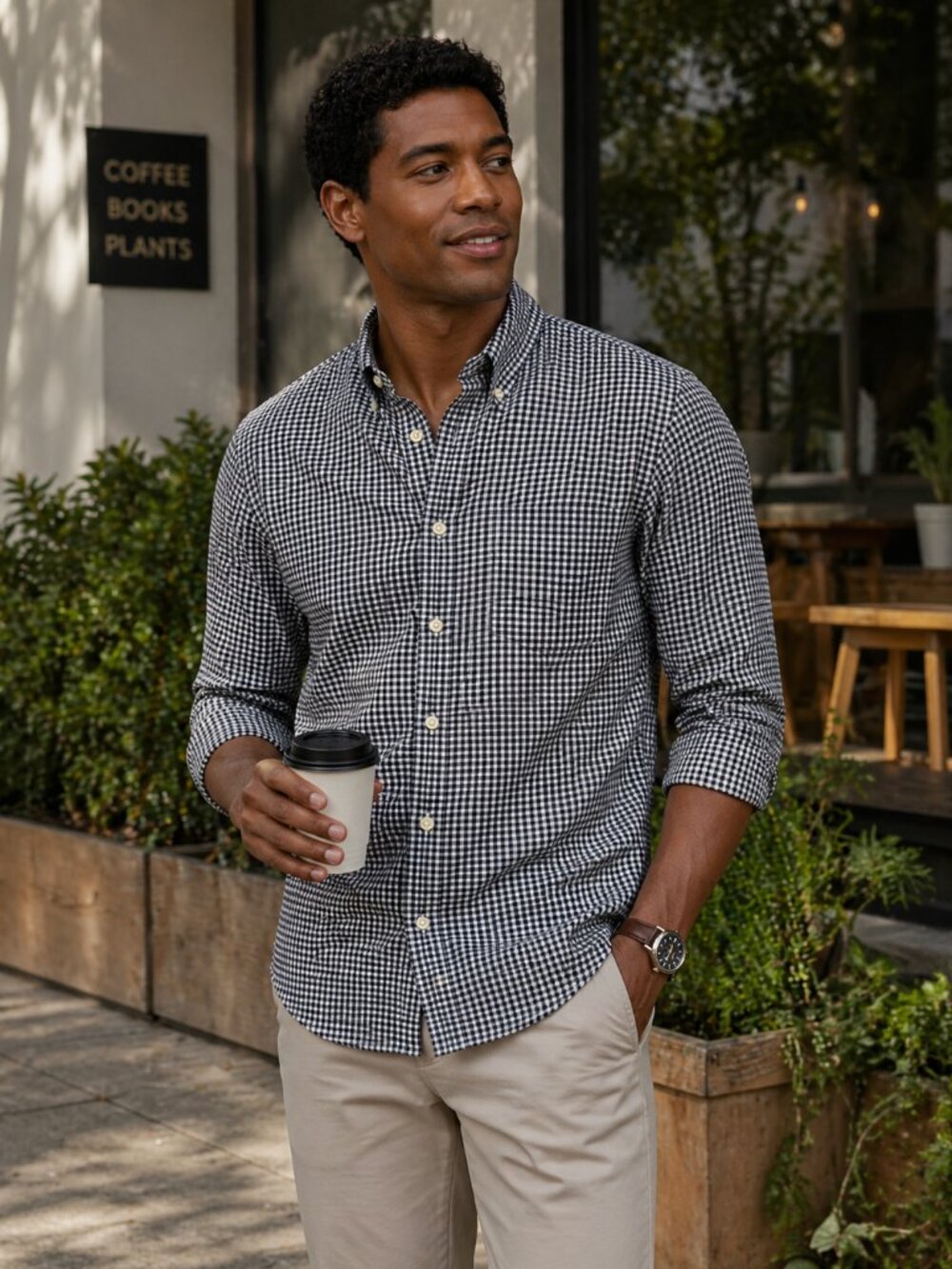 Jack Spade New York  Men’s Black & White Gingham Button-Down Shirt Size XL